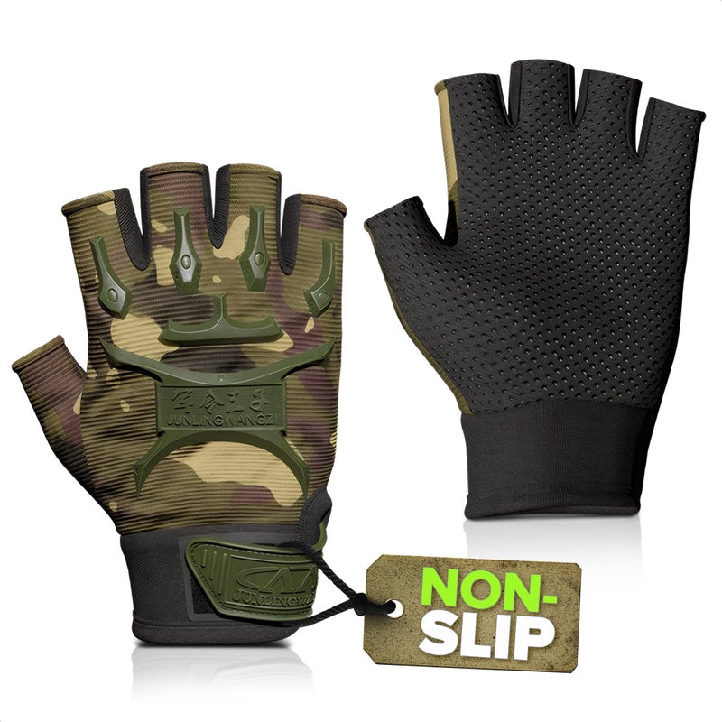 Lagarto Kids Fingerless Gloves - Breathable Fingerless Gloves for Kids (4.72" x 3.14") Military Design, Non-Slip & Comfortable for Boys - Hand Protection, for Cycling, Exercise & Outdoor Activities - Image 1